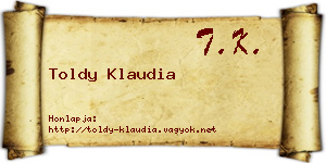 Toldy Klaudia névjegykártya